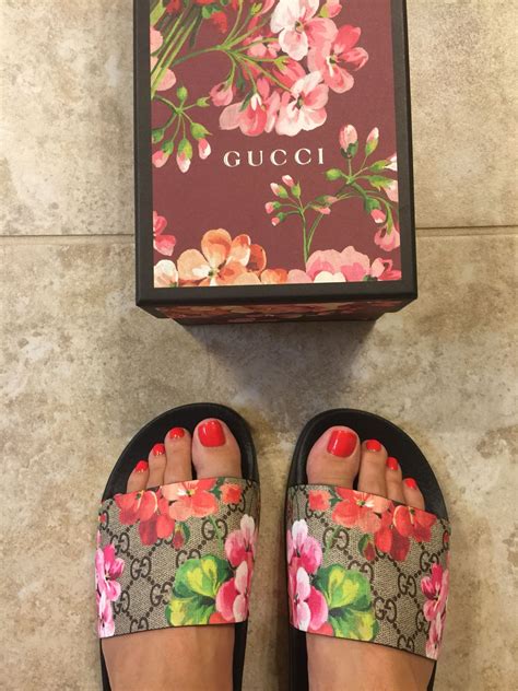 gucci bloom sandals replica|gucci floral slides outfit.